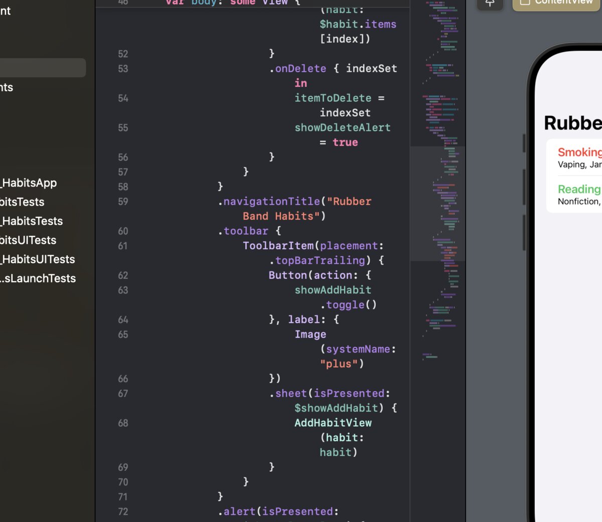 Rubber Band Habits source and app screen